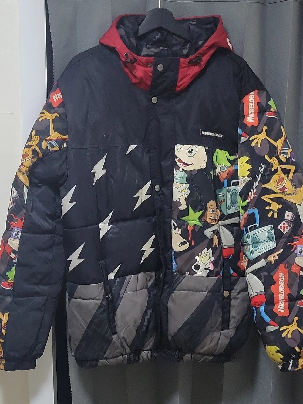 Members Only Kids Black & Red Cartoon-Print Puffer Jacket